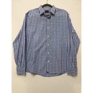 Untuckit Shirt Mens XL Blue Plaid Check Casual Dress  Button 100% Cotton